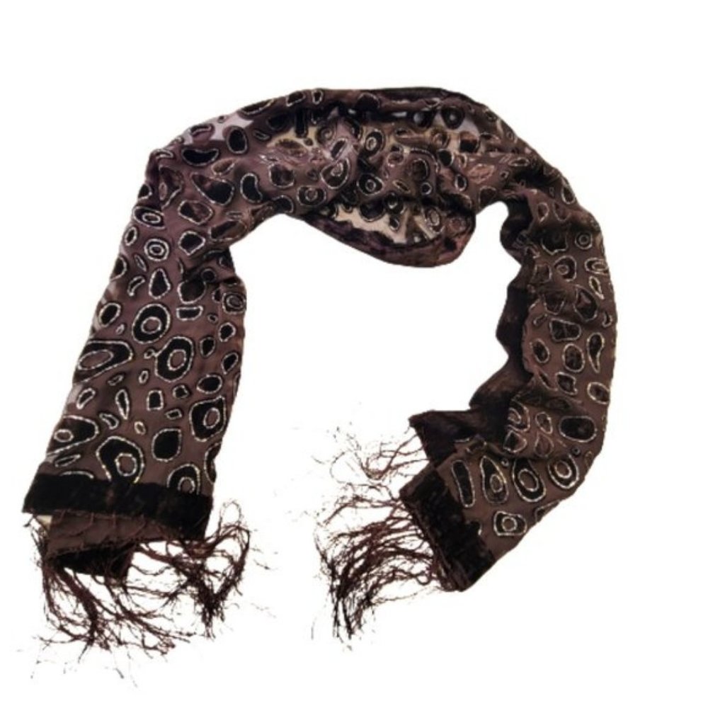 Glitter Dark Brown Scarf Long Rectangular With Ta… - image 5